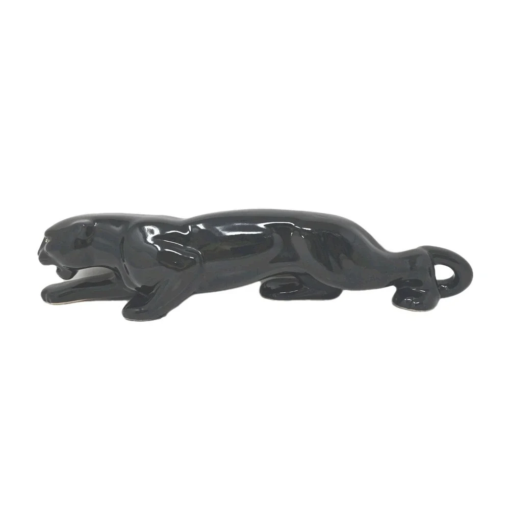 Vintage 1950s Ceramic Stalking Black Panther Cougar TV Light Lamp Works U251